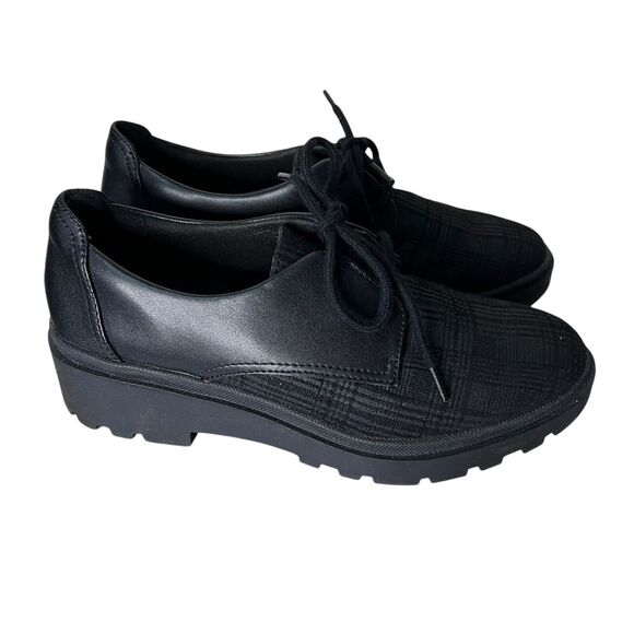 Clarks Calla Ruby Leather Chunky Loafer Window Pane Plaid Women Size 7 - Picture 1 of 5